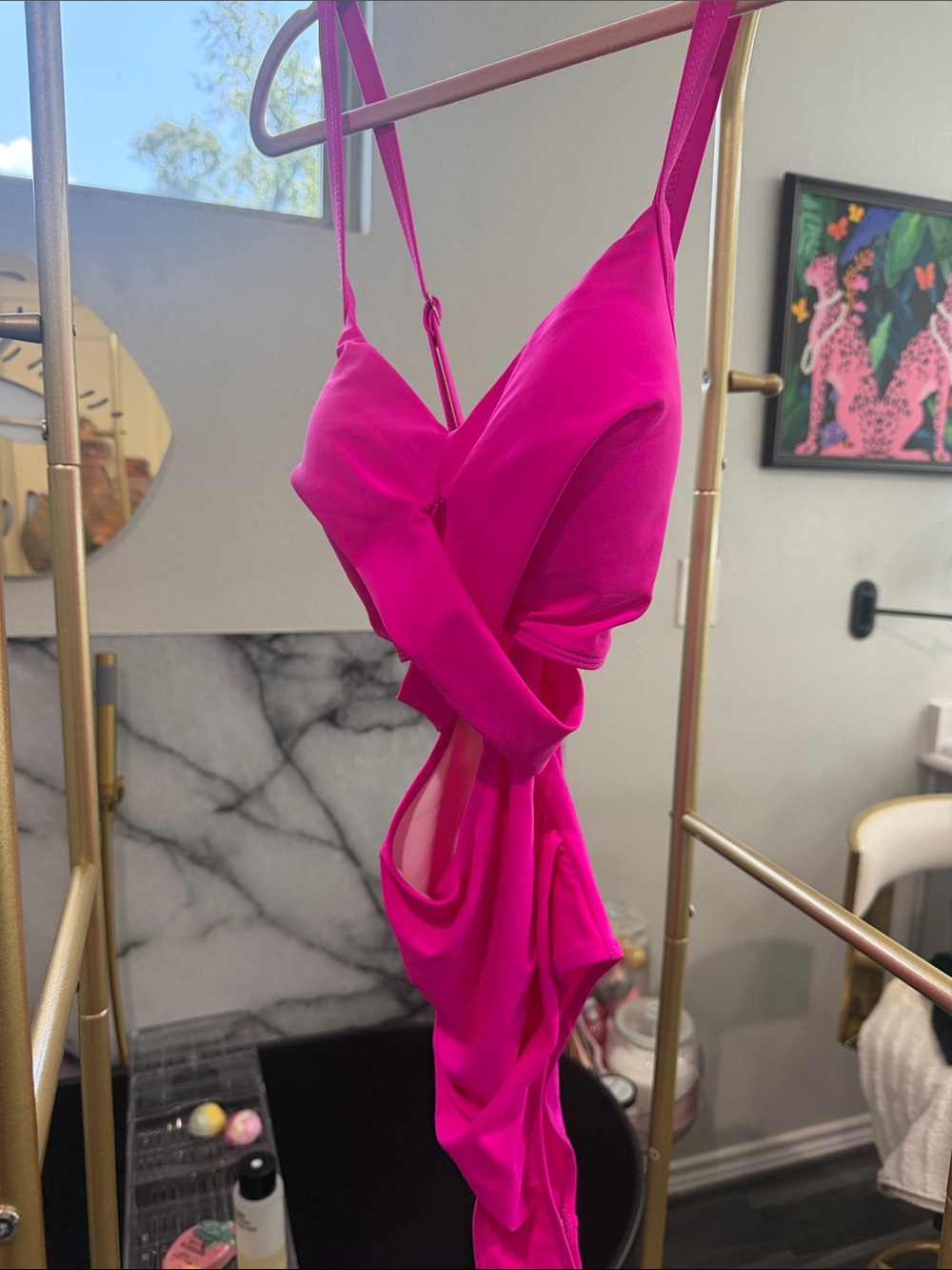 Hot Pink Women's Cutout Dress - Brand Unspecified
